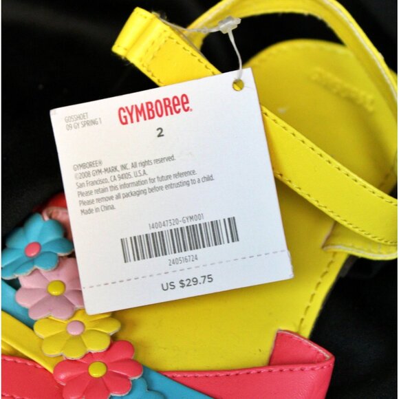 2009 Gymboree Happy Rainbow Sandals Shoes sz 2 Bright Yellow Flowers Strappy - Picture 5 of 5